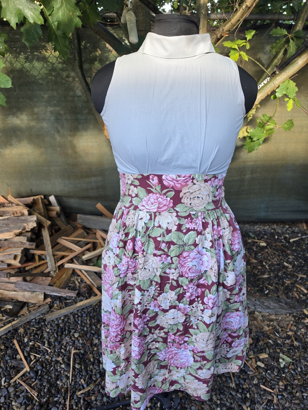 Vtg 70's 80's Floral High Collar Midi Dress Cottagecore Dark Academic Modest